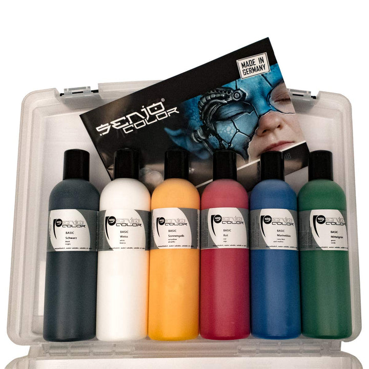 Senjo Color ® Airbrush Farben Set (Für Gesicht & Körper) Bodypainting Farben 5 x15ml oder 75ml Farbe