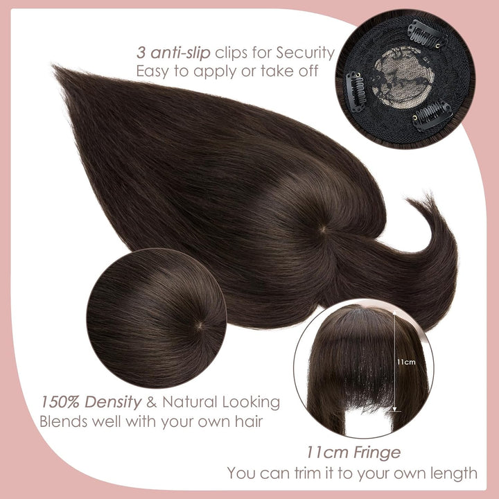 Silk-co Topper Extensions Haarteile Echthaar Clip in Extensions Echthaar Weich Natürlich Glatt Toupe