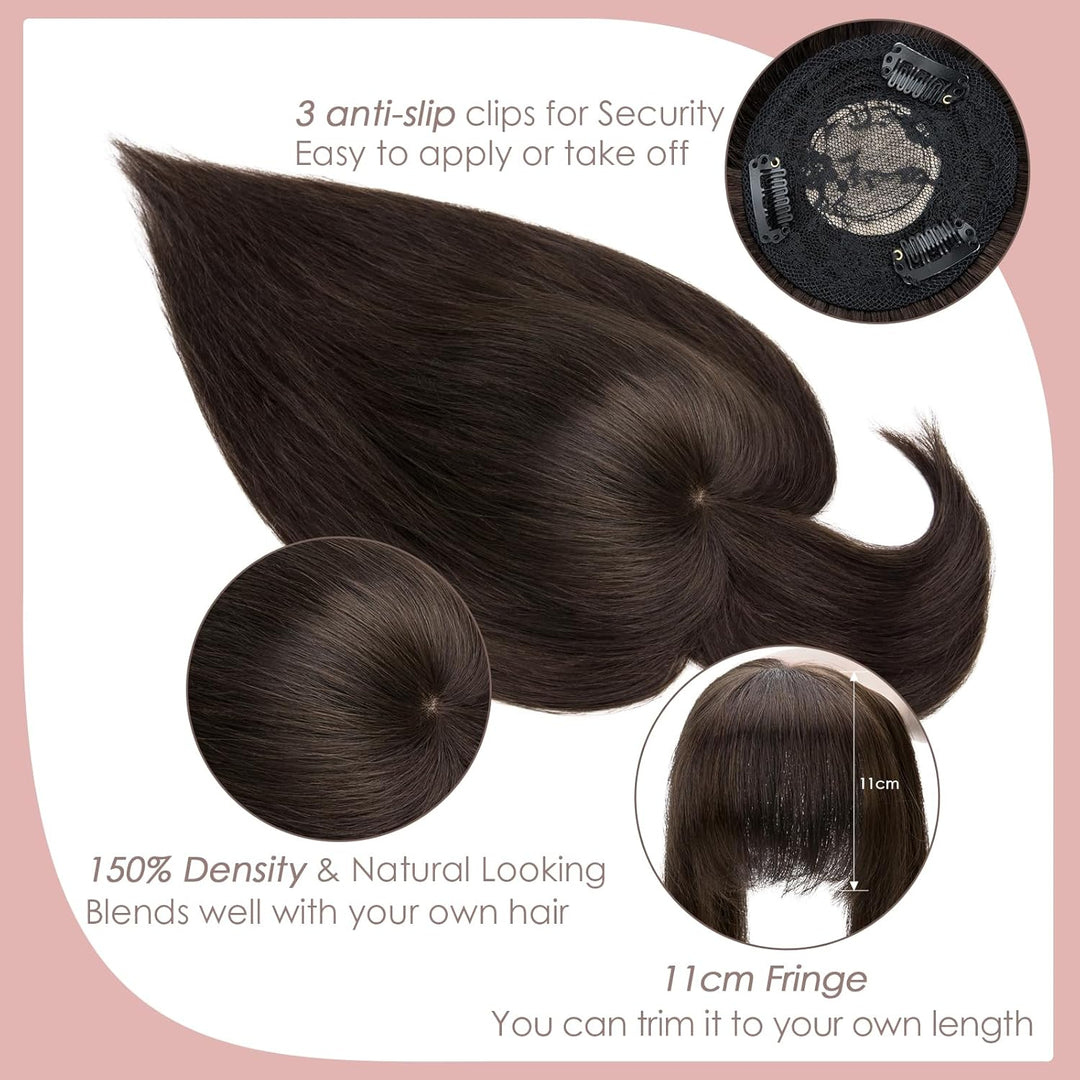Silk-co Topper Extensions Haarteile Echthaar Clip in Extensions Echthaar Weich Natürlich Glatt Toupe