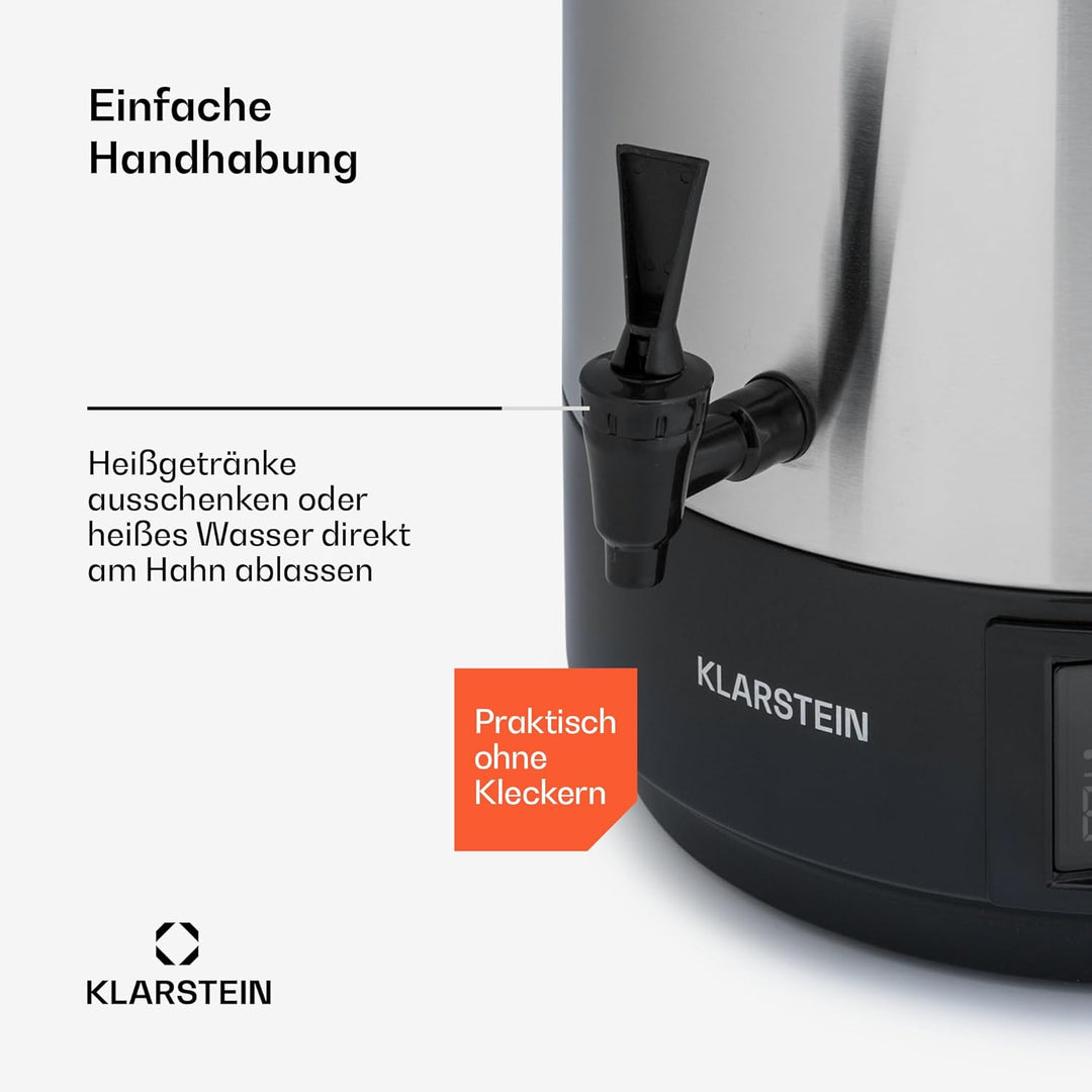 Klarstein Einkochautomat mit Hahn, 25L Glühweinkocher, Edelstahl-Glühweinkocher mit Zapfhahn, Grosse