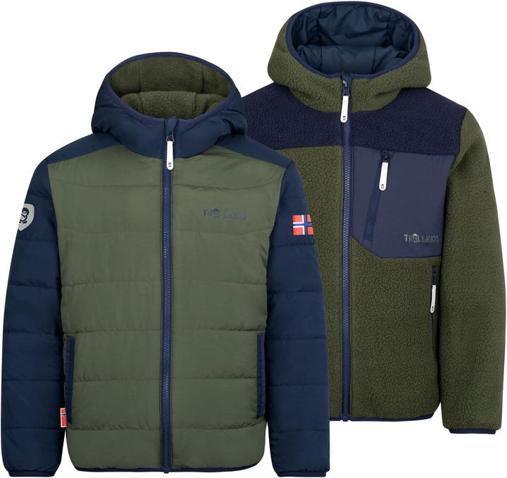 Trollkids Kids Sandvika Turnover Jacket Ivy/Navy 98, Ivy/Navy 98