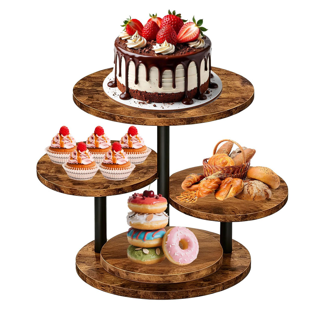 Cupcake-Ständer Aus Holz, Tortenständer 4 Etagen, Um 360° Drehbar, Formschön, Durchmesser 20/30 Cm,