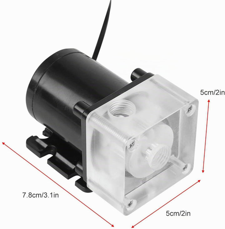 Wasserkühlpumpe, G1/4" Gewinde CPU Wasserpumpe Geräuschloses Computer Wasserkühlsystem Pumpe mit 4 M