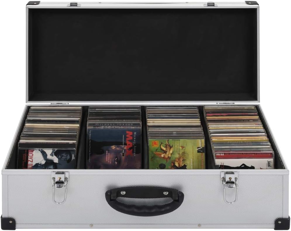 vidaXL CD Koffer für 80 CDs mit 2 Schlüsseln DJ Case Box Alukoffer Aufbewahrungsbox Transportbox Sor