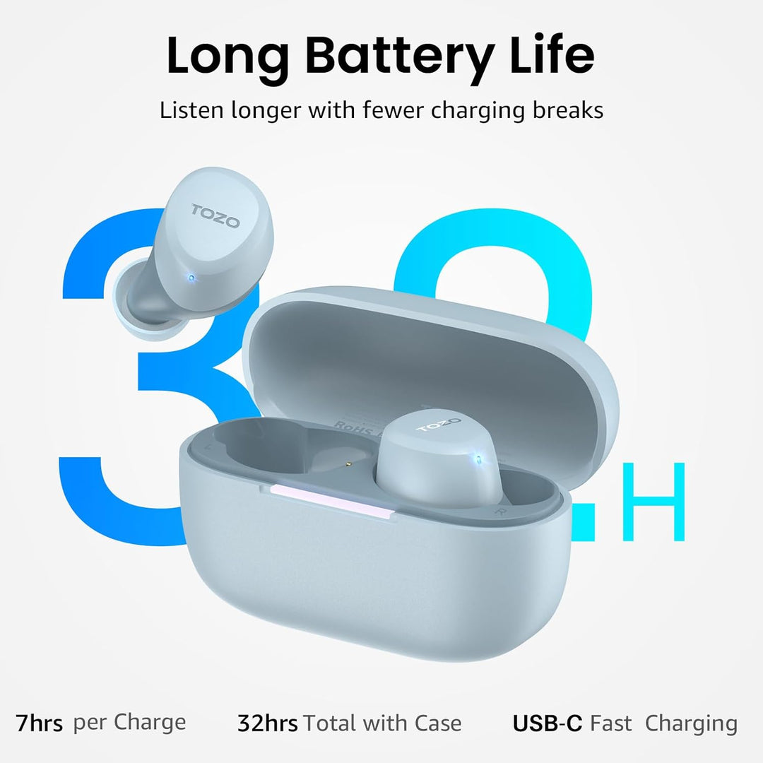 TOZO A1 In-Ear Kopfhörer Kabellos Bluetooth 5.3 mit 2 Mikrofonen für KI-Anrufe, App-Steuerung, 32 St
