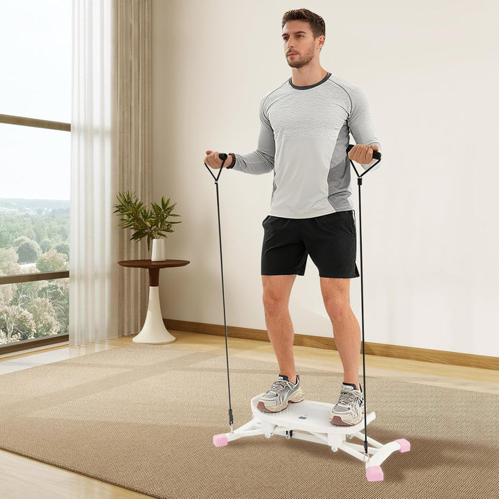 Slide Stepper Heimtrainer mit LCD Display & Widerstandsbändern - Seitlicher Stepper bis 120kg, Ganzk