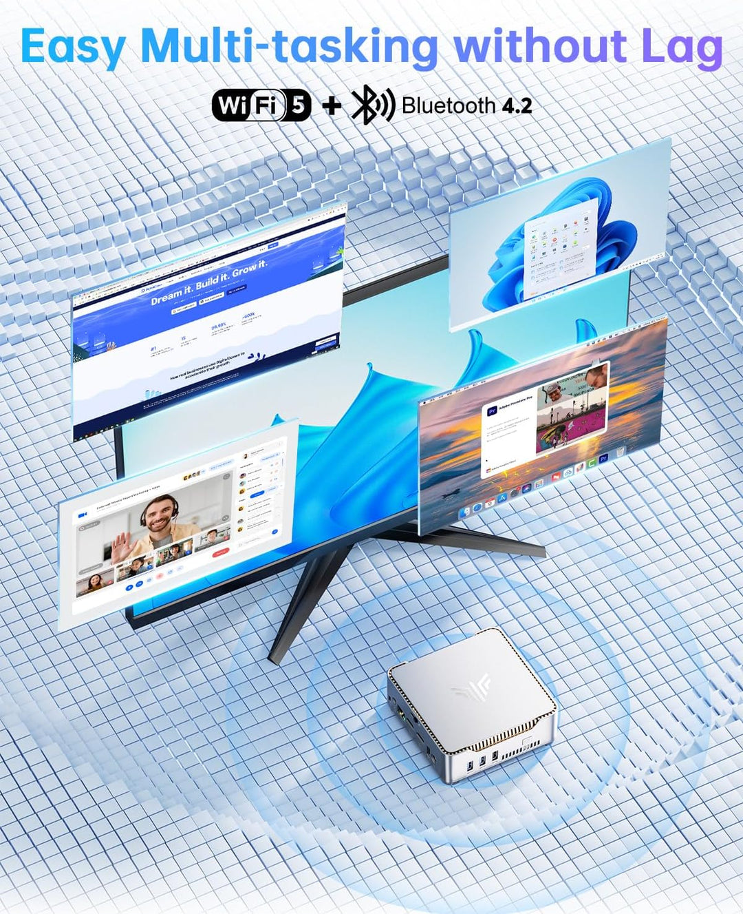 Mini PC 16GB RAM, Windows 11 Pro Mini Desktop PC Intel Celeron J4125, 256GB ROM Mini Computer, Micro