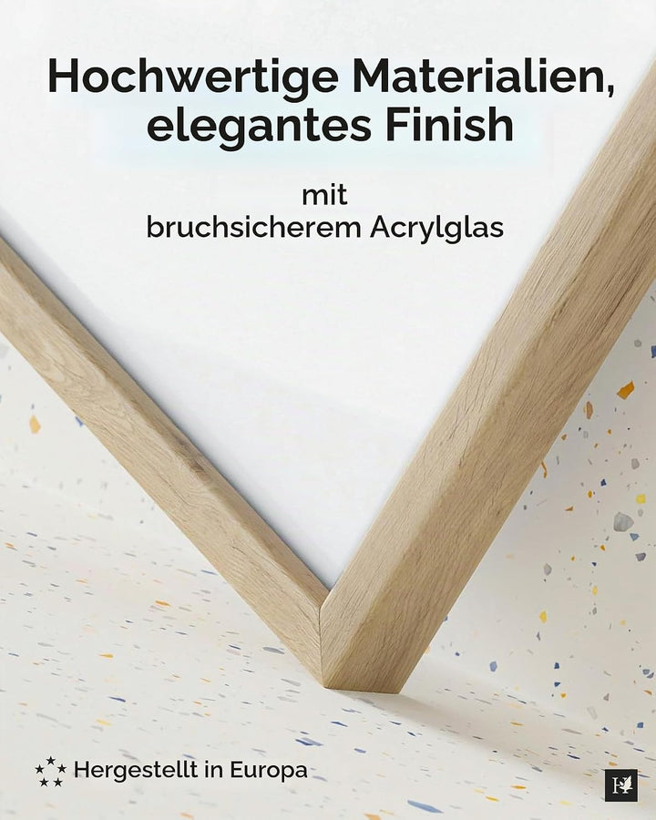 Heimlich® 2x Bilderrahmen DIN A4 21x30 cm Eiche Holz Rahmen 2-Pack | Dokumentenrahmen 21x29,7 cm Kle