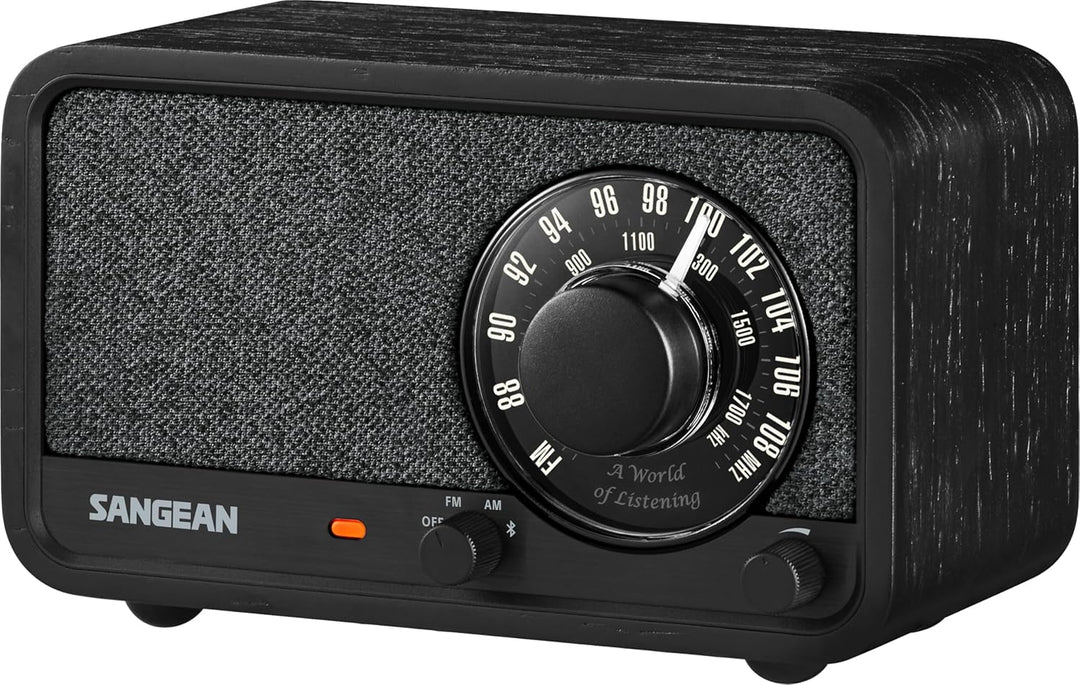 SANGEAN WR-8 – Tragbares Vintage Radio mit Bluetooth Lautsprecher, FM-Empfang, integriertem Akku, Ec