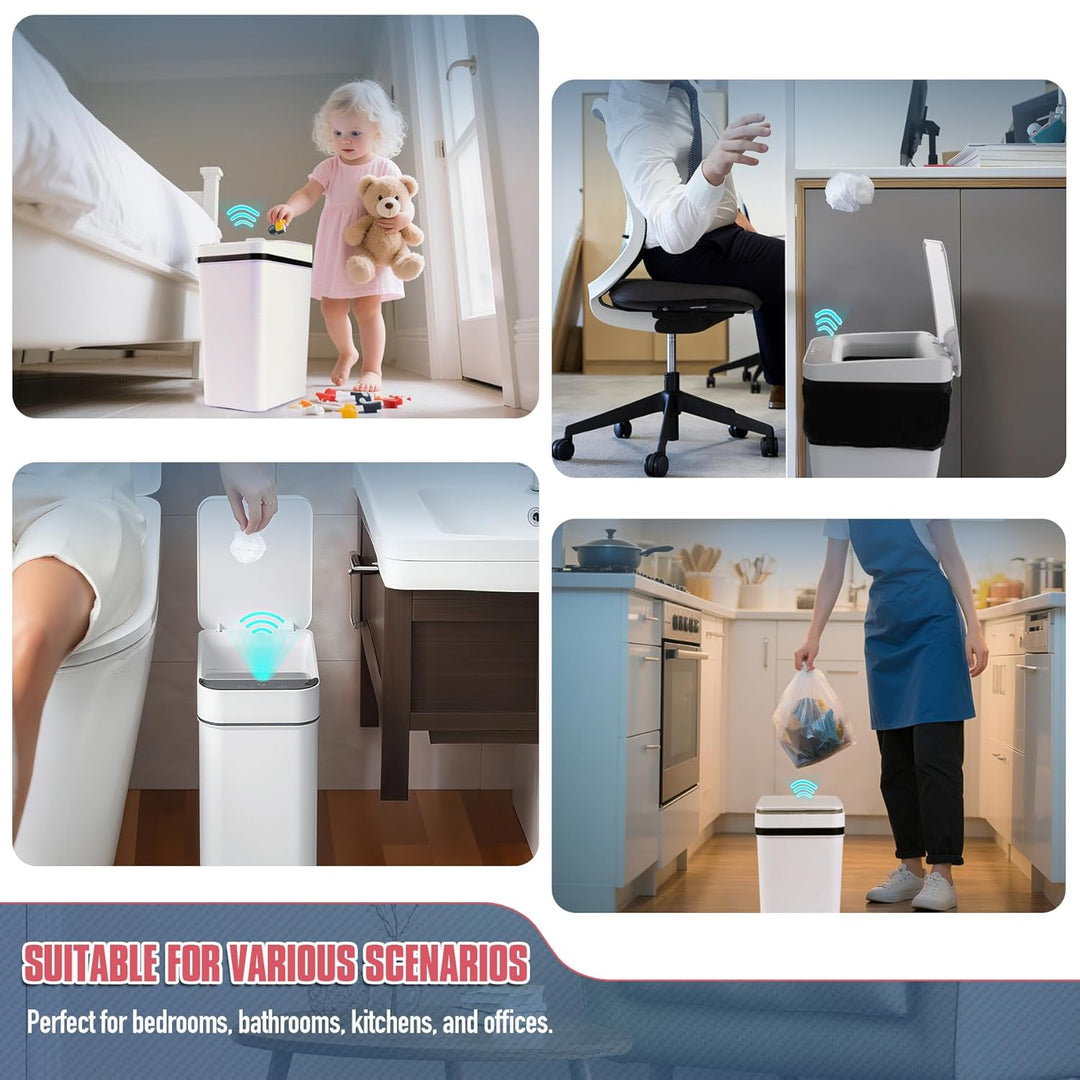 VicBre 12L Sensor Mülleimer mit Deckel, Touchless Wasserdicht Abfalleimer Automatischer Mülltonne fü