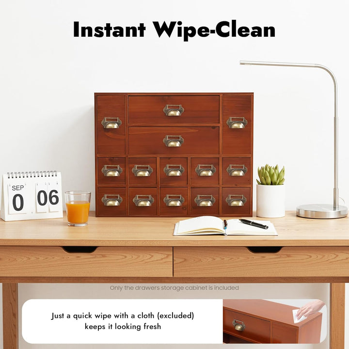 Mini Kommode mit 14 Schubladen, Vintage Schubladenbox Holz Apothekerschrank Desktop Storage Cabinet