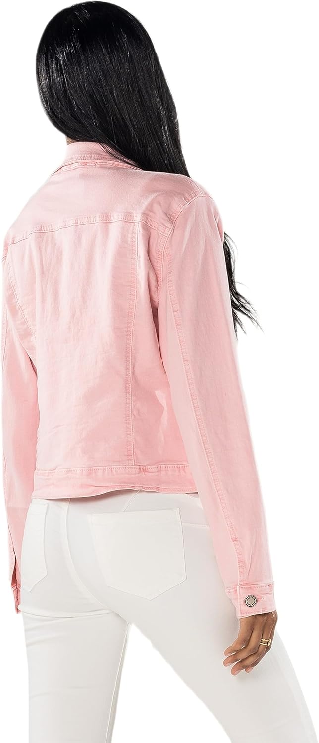 Nina Carter J212 Damen Slim-Fit Jeansjacke – Farbige Übergangsjacke mit Kent-Kragen und Taschen – Fr