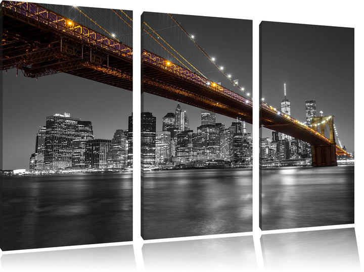 Pixxprint Skyline von Manhattan Schwarz/Weiss 3-Teiler Leinwandbild 120x80 Bild auf Leinwand