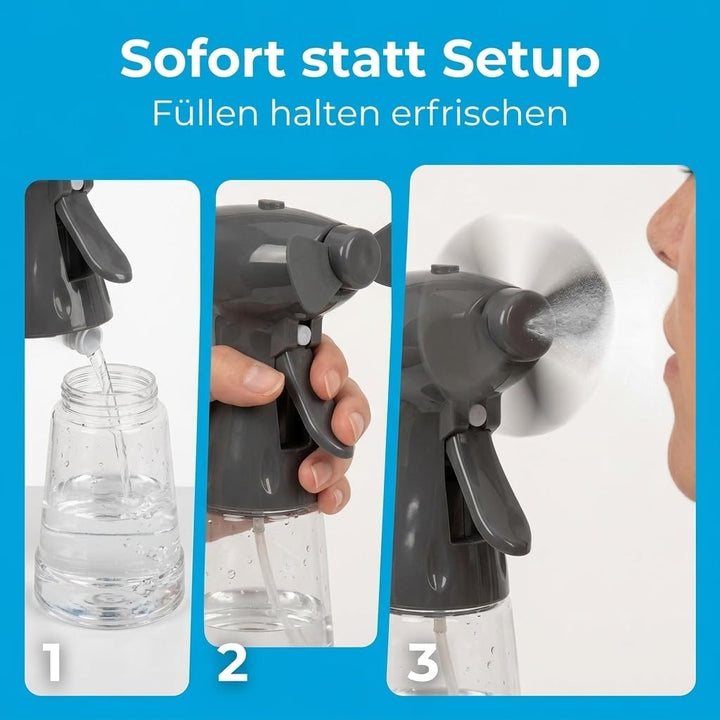 MIJOMA Sprühflasche mit Ventilator, ca. 22 cm, in Hellgrau und Dunkelgrau erhältlich, batteriebetrie