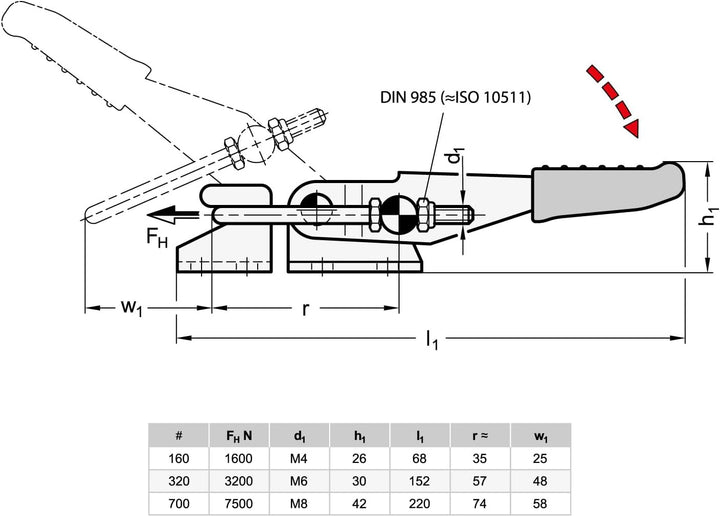 Ganter Normelemente | Verschluss-Spanner für Zugspannung - GN 851-160-T2 | Edelstahl | 1 Stück Halte