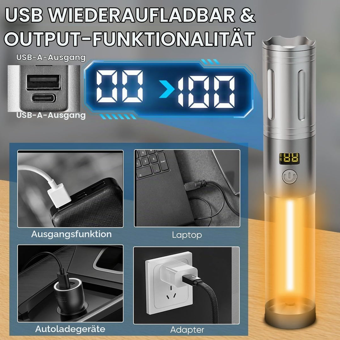 LeKaufen 2in1 Campinglampe und Taschenlampe, Camping Lampe Laterne LED Aufladbar, Campingleuchte Zel