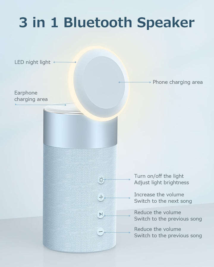 COLSUR Bluetooth Lautsprecher, Mag-Safe Kabelloses Ladegerät, Bluetooth Lautsprecher mit Nachtlicht,