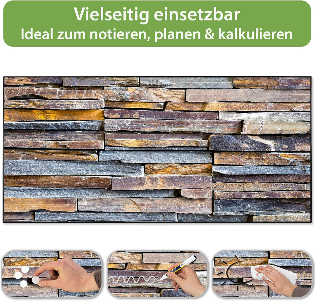 banjado Magnettafel schwarz 78 x 37cm / Magnetwand Metall/Magnetpinnwand als Memoboard/Pinnwand Magn