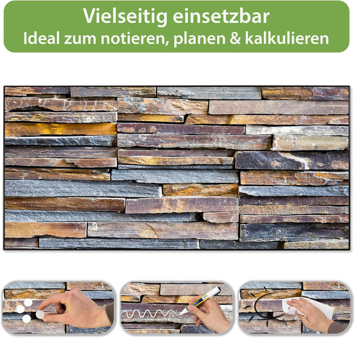 banjado Magnettafel schwarz 78 x 37cm / Magnetwand Metall/Magnetpinnwand als Memoboard/Pinnwand Magn