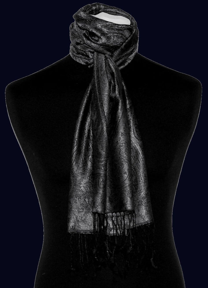 Lorenzo Cana - Seidenschal Schal 100% Seide jacquard gewebt harmonische Farben mit Fransen 35 x 160