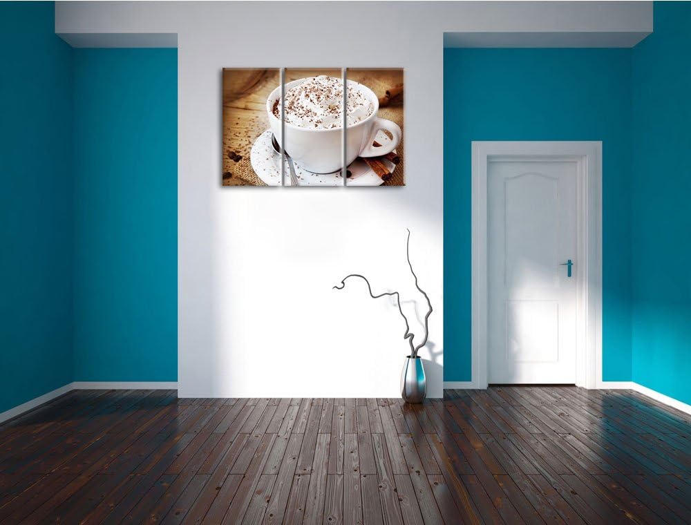 Kaffe mit viel Creme als 3-Teiler Leinwandbild 120x80 Bild auf Leinwand, XXL riesige Bilder fertig g