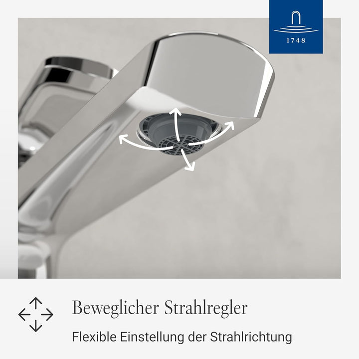 Villeroy & Boch Oasis Waschtischarmatur erhöht - Wasserhahn Bad ohne Ablaufgarnitur - Waschbeckenarm