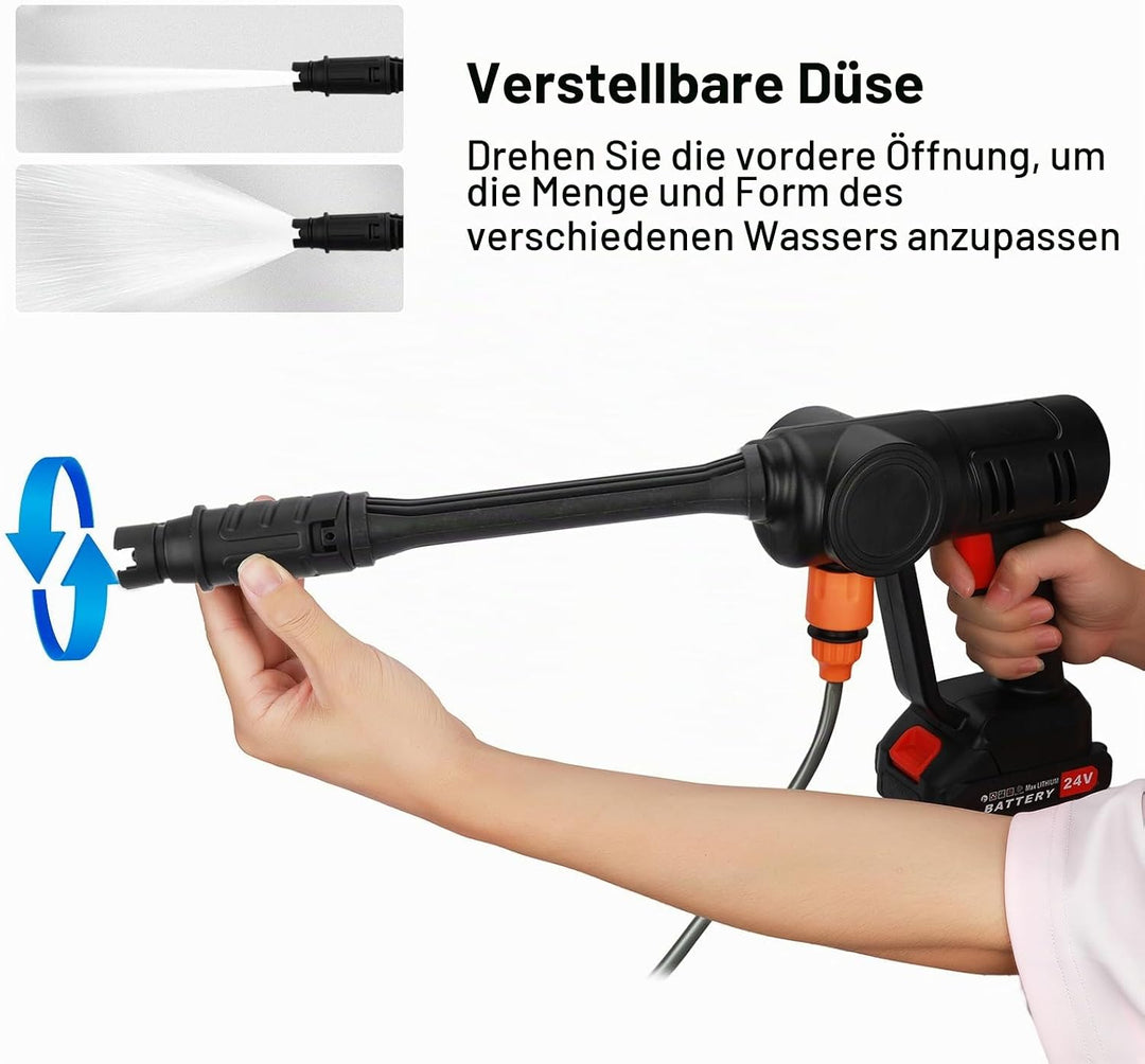 Akku Hochdruckreiniger, 24V Max 50Bar Mobile Akku-Hochdruckreiniger mit Eimer &amp; 2 Akku 1500mAh Tragb