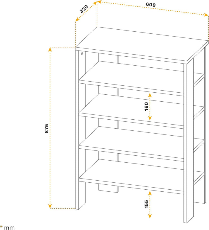RICOO Schuhregal schmal und hoch 88x60x32cm Standregal Pressholz Grau WM040-PL, Schuhständer mit 4 E