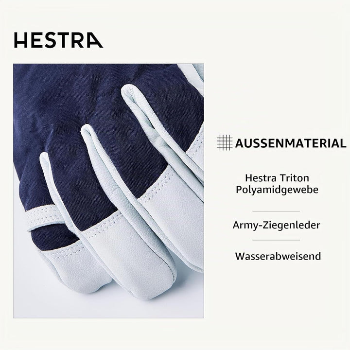 HESTRA Army Heli 5-Finger-Skihandschuh für Herren, Leder 7 navy, 7 navy