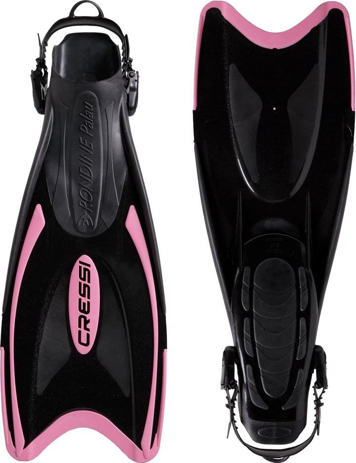 Cressi Palau Saf Fins Einstellbare Kurze Flossen zum Schwimmen und Schnorcheln Schwarz/Rosa Lange Fl