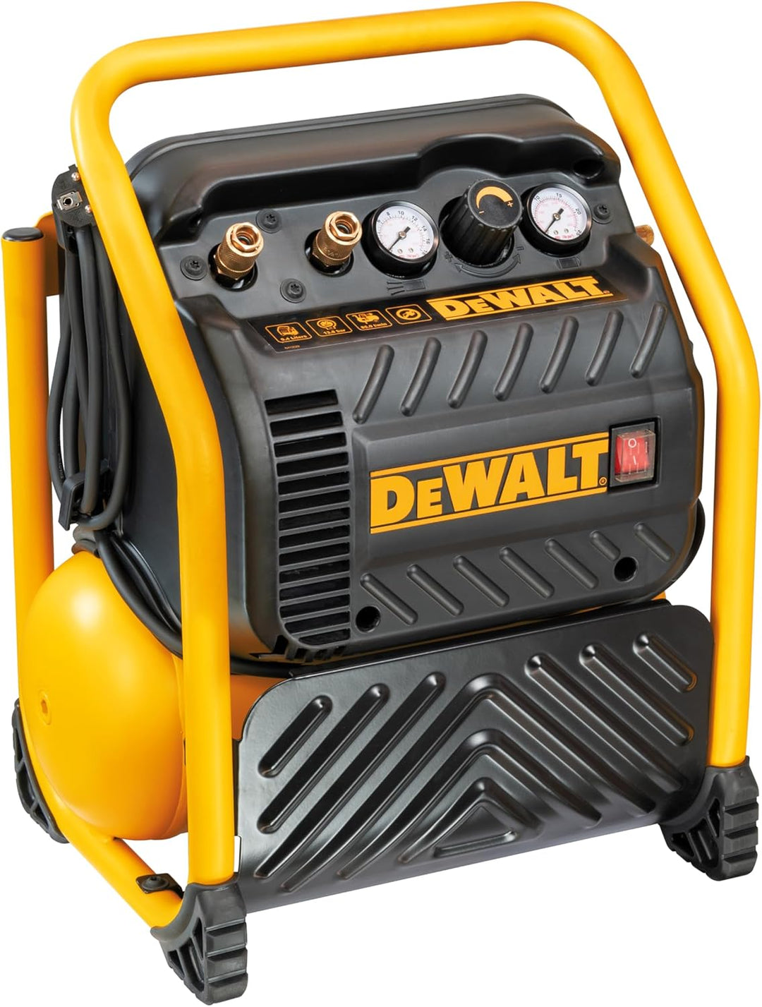 DeWalt Kompressor (1100 W, 10 L, 13.8 bar, ölfreier Motor, mit zwei Luftausgängen und seitlichem Rol