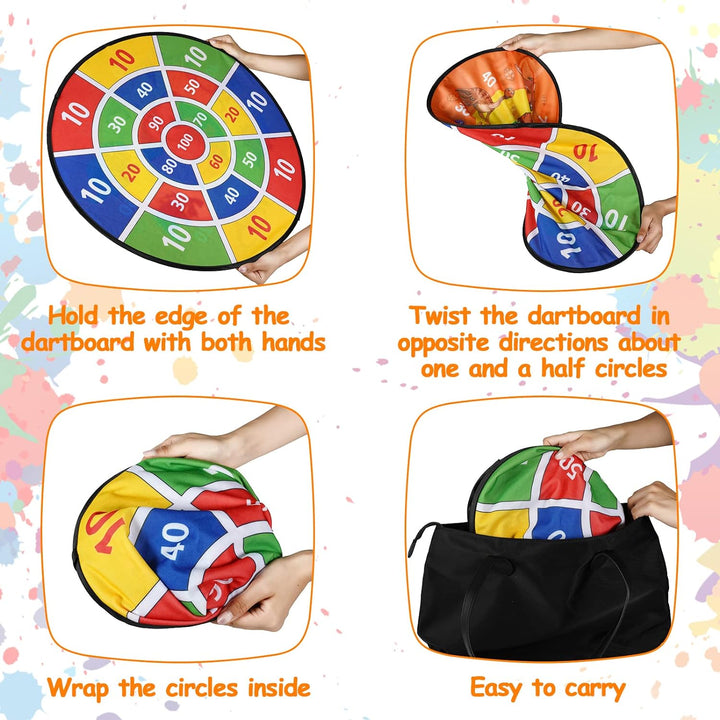 Dartscheibe für Kinder - 26 inches, Montessori Spielzeug Dinosaurier Thema Dart Board mit 12 Bällen