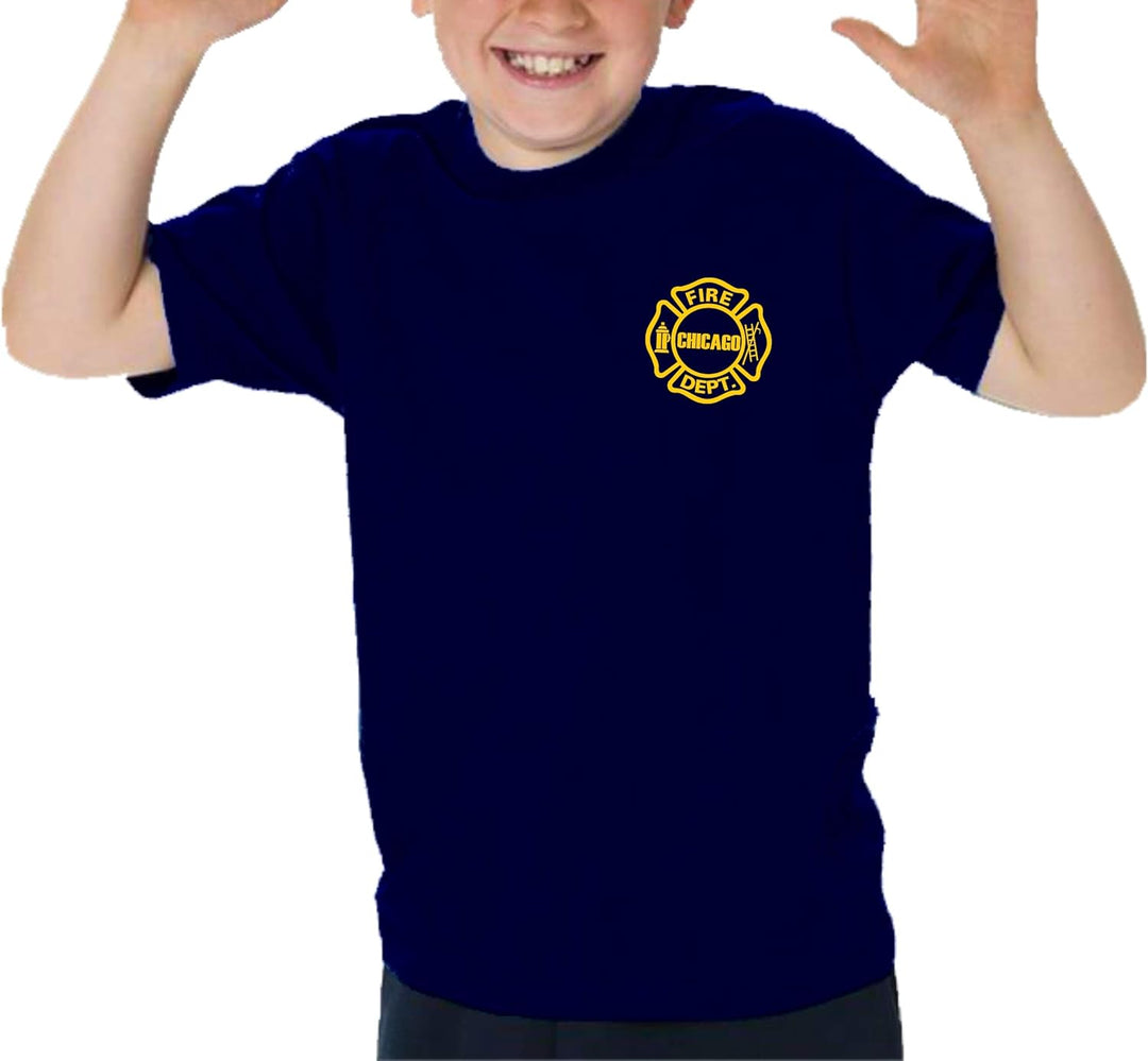 feuer1 Kinder T-Shirt Navy, Chicago FIRE DEPT. Squad in gelb 140 Navy, 140 Navy