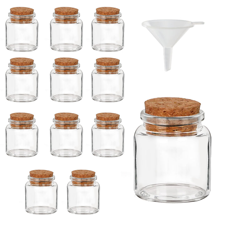 BELLE VOUS 12er Pack Kleine Glasflaschen zum Befüllen mit Korkdeckel - 45-50 ml - Luftdichte Kleine