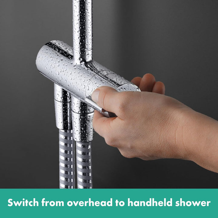 hansgrohe Croma 220 Air Duschsystem Reno (5 Strahlarten) Chrom, Kopfbrause 220 mm / 1 Strahlart