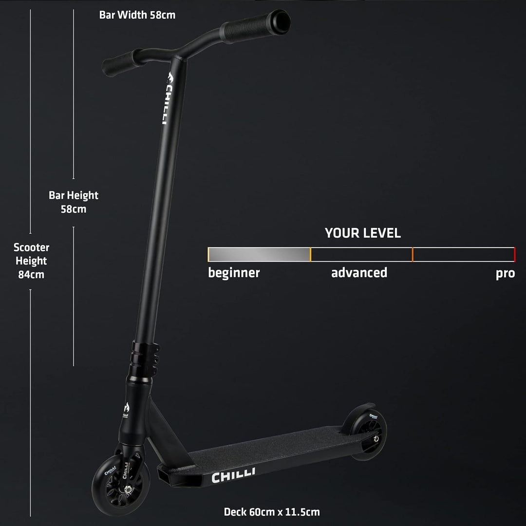 Chilli Pro Scooter Reaper Grim Stuntscooter in schwarz, 110mm Rollen, Einsteiger Stuntscooter
