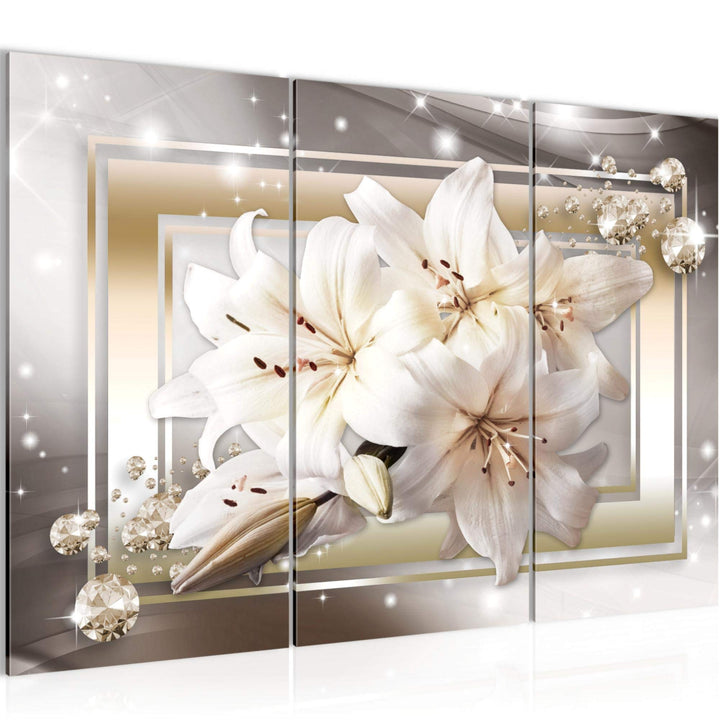 Runa Art Wandbilder Blumen Lilien Bild XXL Wohnzimmer Schlafzimmer Beige Braun Diamant 120 x 80 cm 3