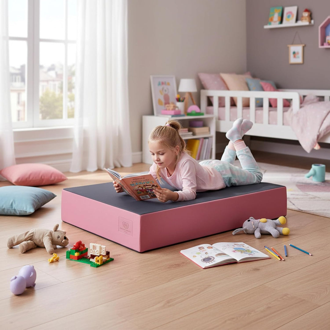Jump Hüpfpolster 99 x 75 x 18 cm - blau oder rosa - Hüpfmatratze für Kinder ab 3 Jahre bis 40 kg - S