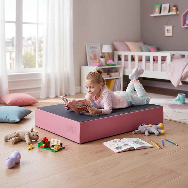 Jump Hüpfpolster 99 x 75 x 18 cm - blau oder rosa - Hüpfmatratze für Kinder ab 3 Jahre bis 40 kg - S