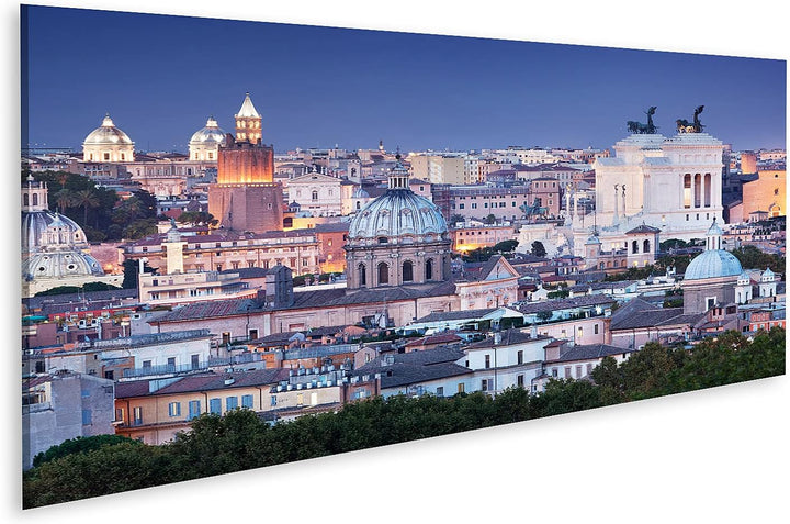 islandburner Bild auf Leinwand Rom Skyline Bei Nacht Italien Bilder Wandbilder Poster Leinwand 120x4