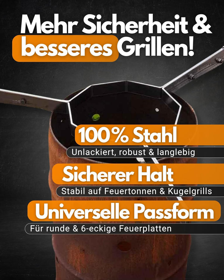 Feuerfest 123 - Abstandshalter Feuerplatte [Ø 100 cm] - Für Feuertonnen, Kugelgrills & Feuerschalen