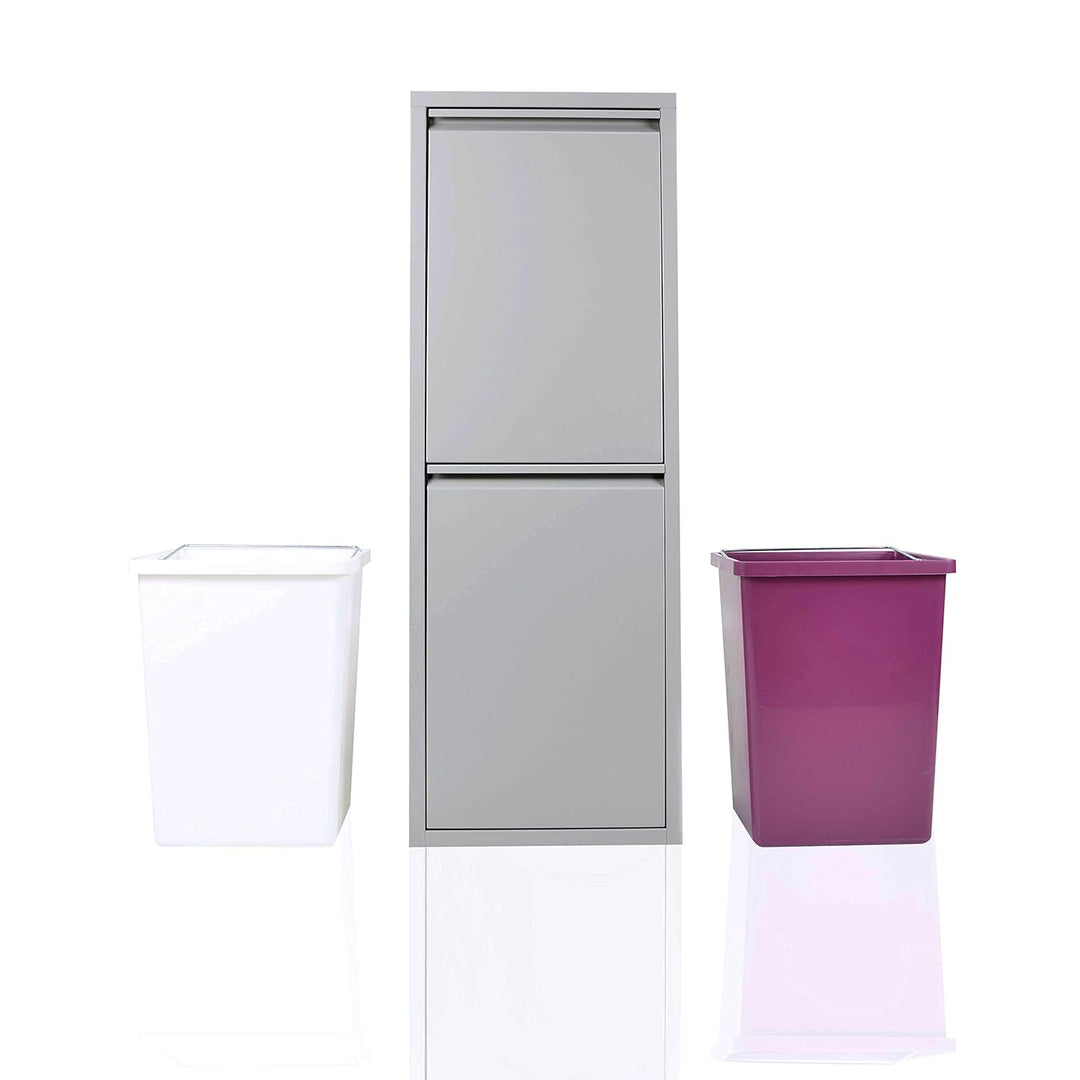 Betten-ABC Refina Mehrzweckschrank, Mülltrenner, platzsparend, aus pflegeleichtem Metall Farbe Grau,