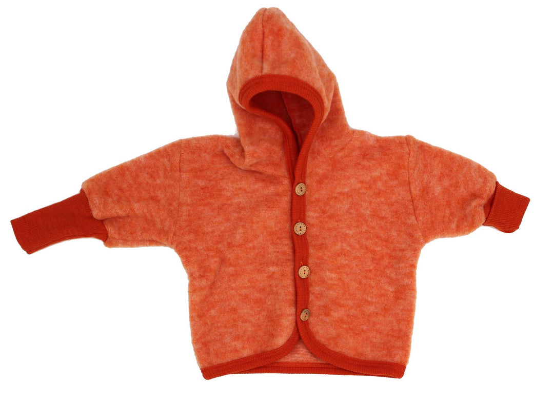 Cosilana Jäckchen mit Kapuze, Grösse 62/68, Farbe Safran-Orange malange - Vertrieb nur durch Wollbod
