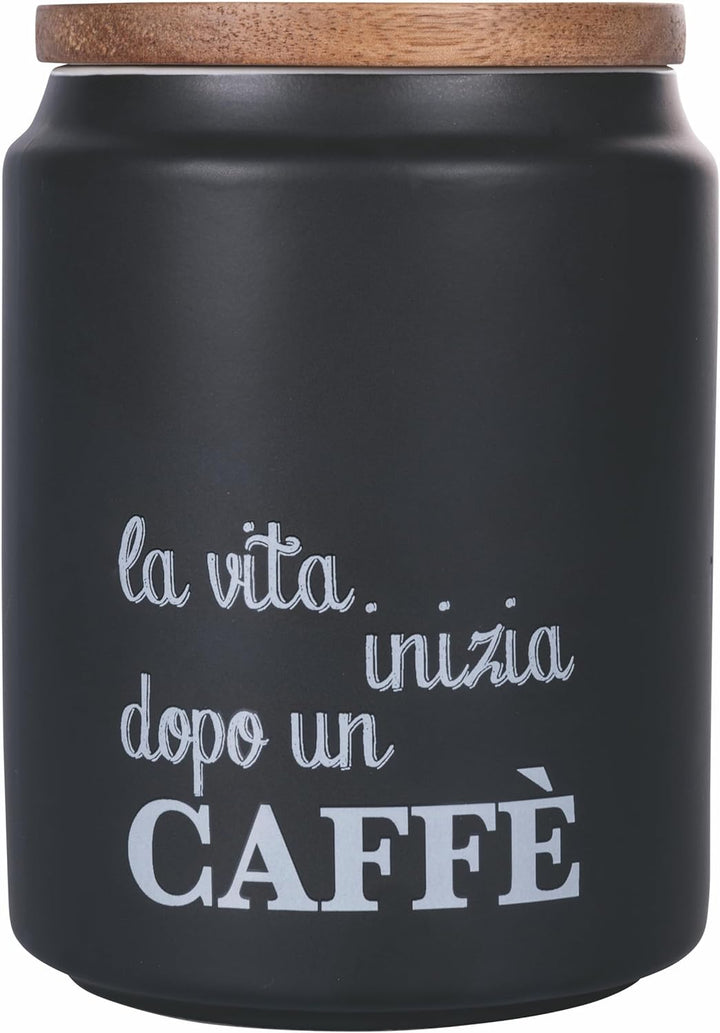 Villa d‘Este Home Tivoli Kaffeedose Gres, Schwarz, 11 x 15 cm 11x15 cm Schwarz, 11x15 cm Schwarz