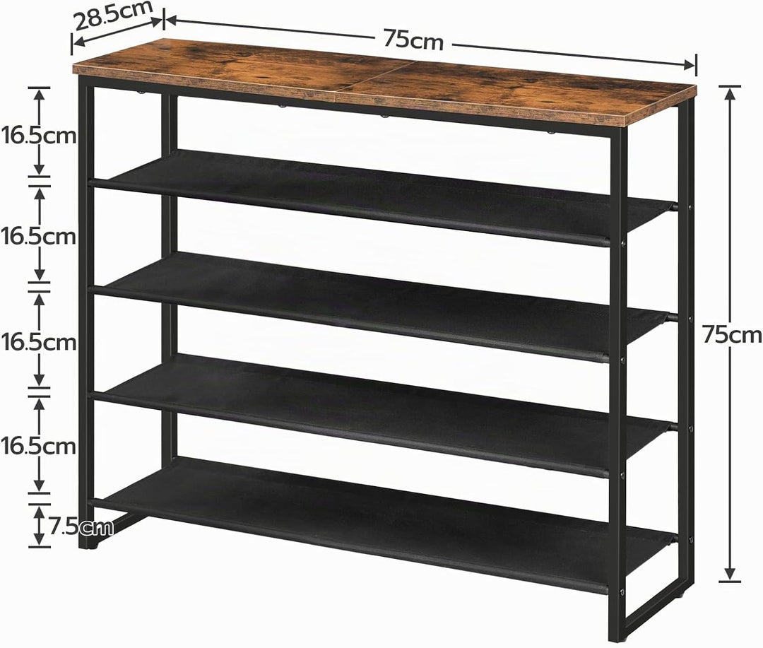 HOOBRO Schuhregal, 5-stufige Schuhablage, Schuhschrank mit 4 Oxford-Stoffebenen und 1 Paneelebene, f