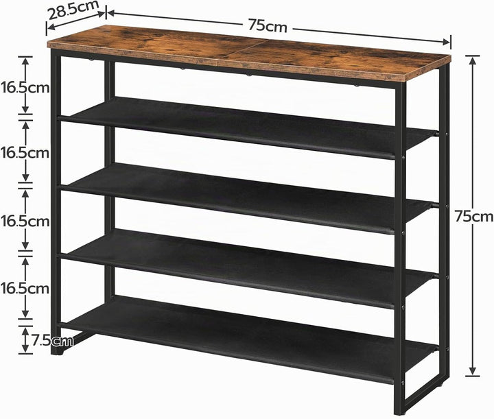 HOOBRO Schuhregal, 5-stufige Schuhablage, Schuhschrank mit 4 Oxford-Stoffebenen und 1 Paneelebene, f