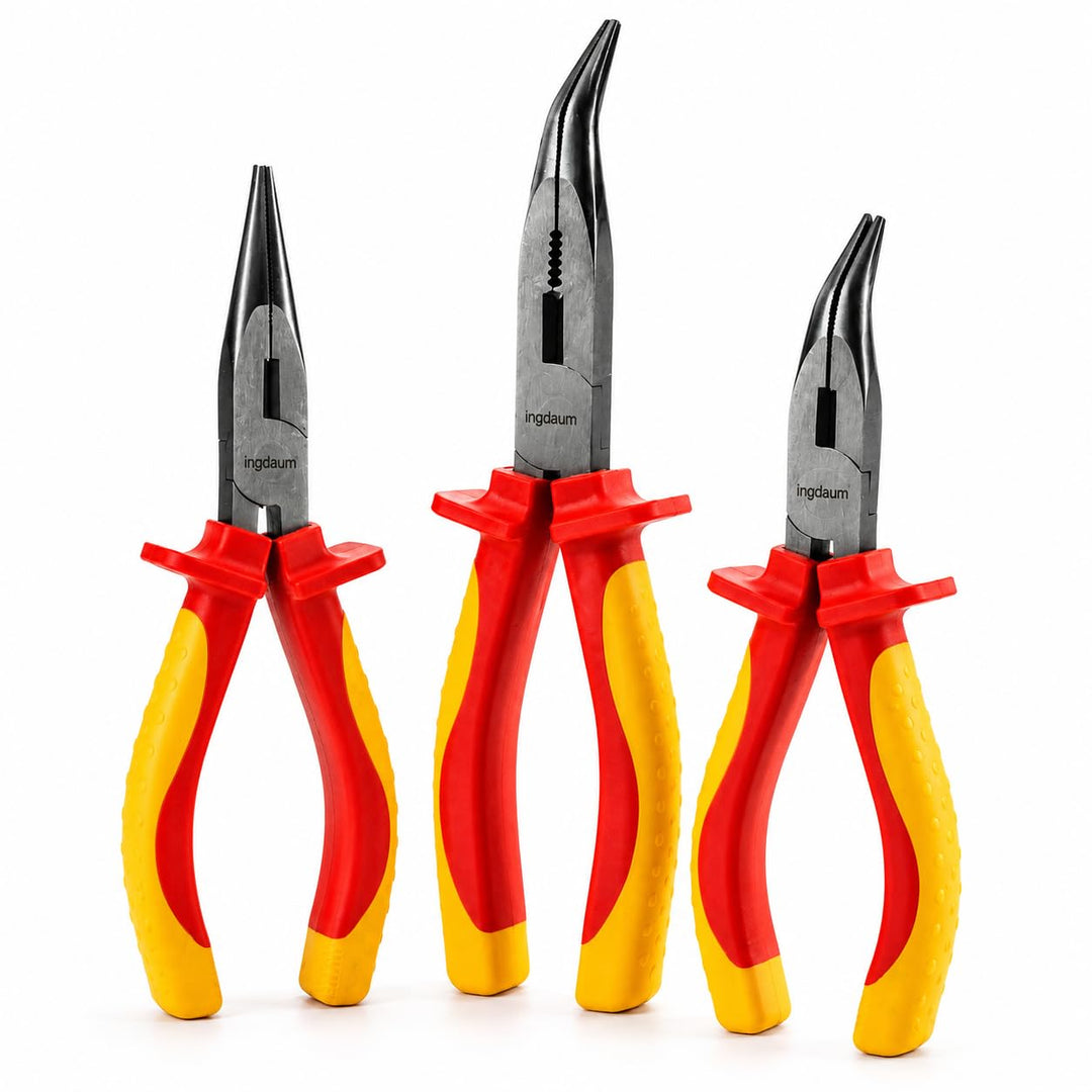 VDE Spitzzangenset, 3 VDE-Spitzzangen, 6"/170mm & 8"/210mm | Gerade und 45° abgewinkelt, Abgewinkelt