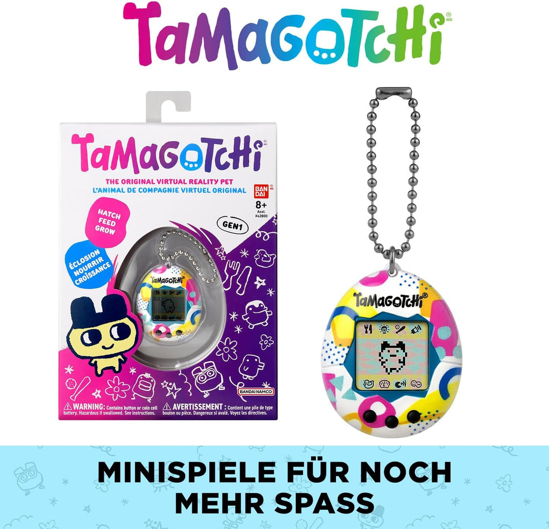 Bandai - Tamagotchi - Original Tamagotchi - Memphis Style - Elektronisches virtuelles Tier mit Farbd