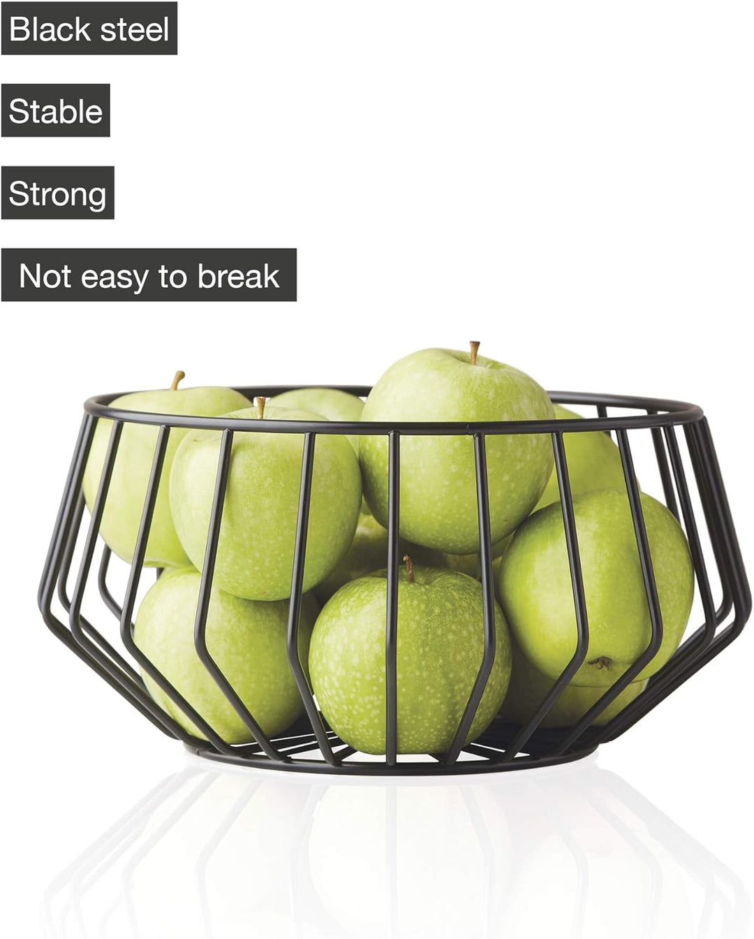 A'Domo Point-Virgule Obstkorb aus Metall, skandinavische wohnungs deko drahtkorb, Schwarz, ø 27 cm H