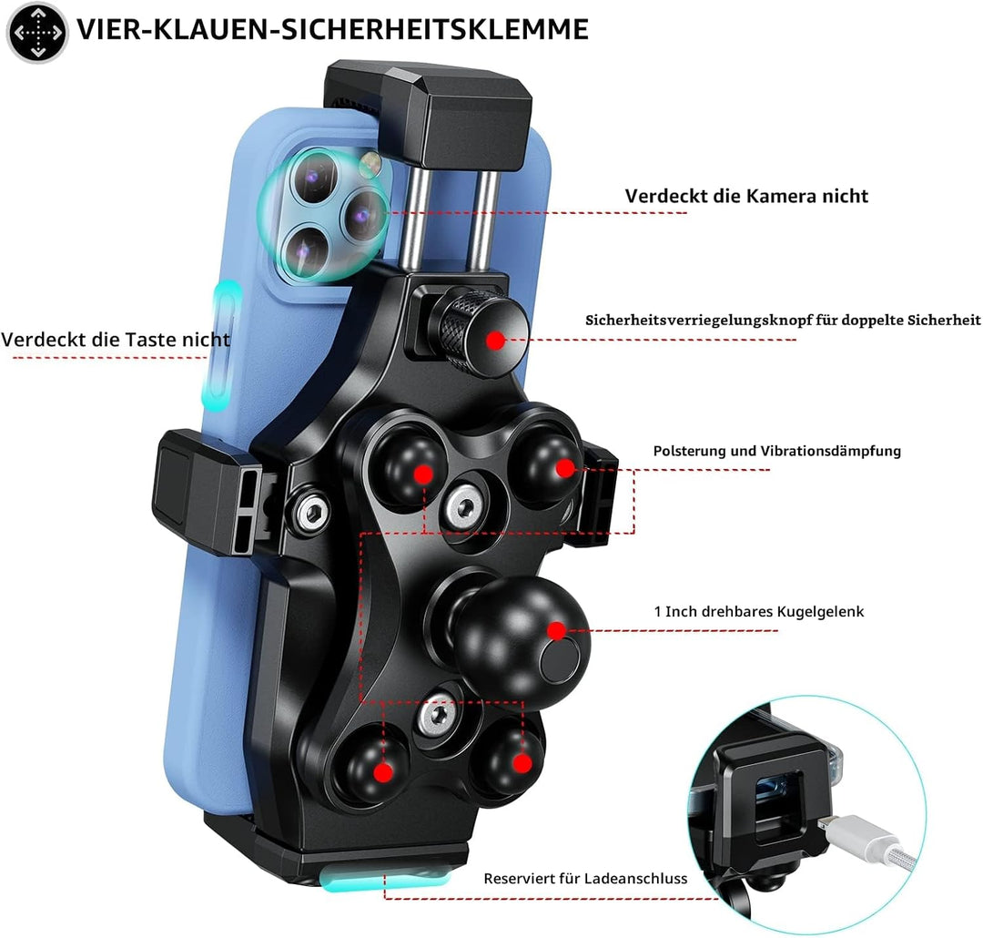 iMESTOU Motorrad Gabelschaft Handyhalterung, Anti-Vibration 1“ Kugel Handyhalterung mit Anti-Diebsta